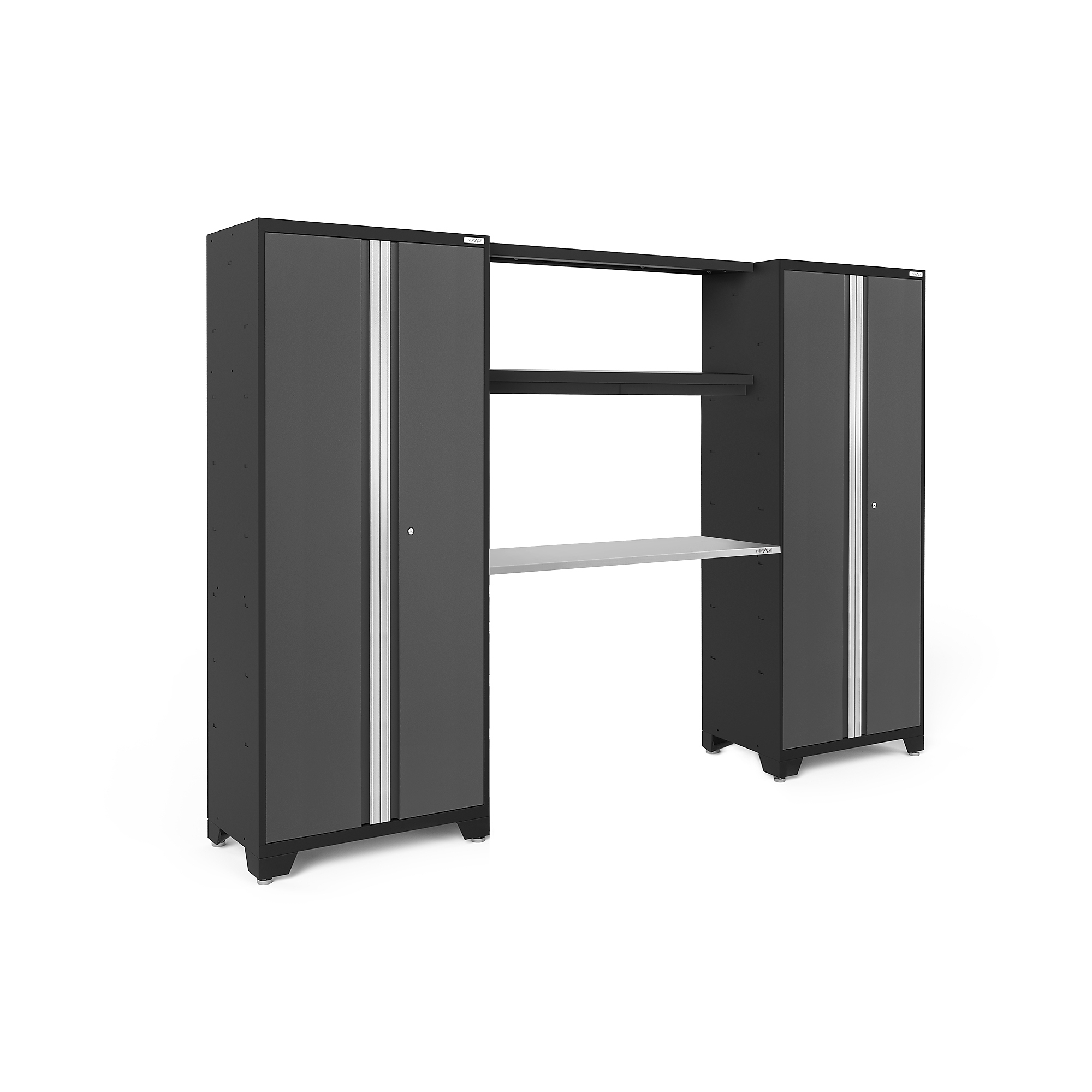 NewAge Products, Bold Series Gray 4-Pc. Steel Garage Cabinet Set, Width 108 in, Height 77.25 in, Depth 18 in, Model# 50675